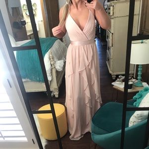 flowy formal dress with lower neckline